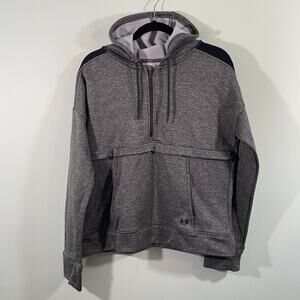 Under Armour Women Charcoal Grey Half Zip Pullover Hoodie Size L